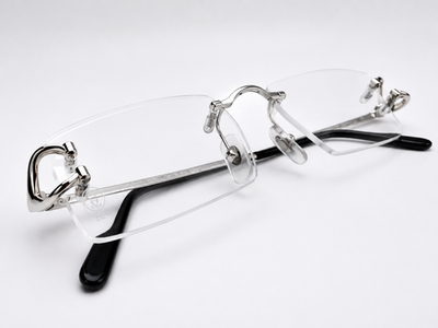 NEW Authentic Cartier CT0344O Silver Geometric Eyeglasses