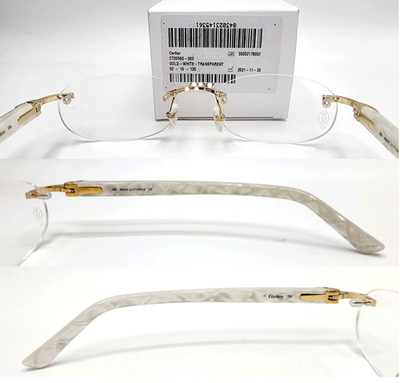 NEW! Cartier Pearl White Syracuse CT0056O Glasses