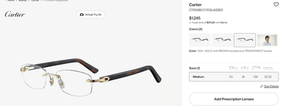 NEW! Cartier Glasses Canazei Tortoise/Gold CT0048O