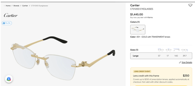 NEW! Auth Cartier Gold Panthere Glasses CT01200