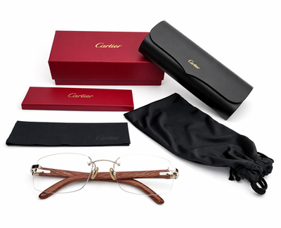 Luxury Vintage Cartier Bubinga Wood Eyewear – Authentic – Made in France