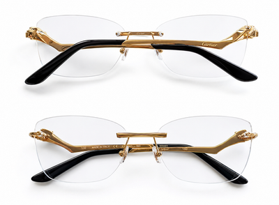 NEW! Auth Cartier Gold Panthere Glasses CT01200