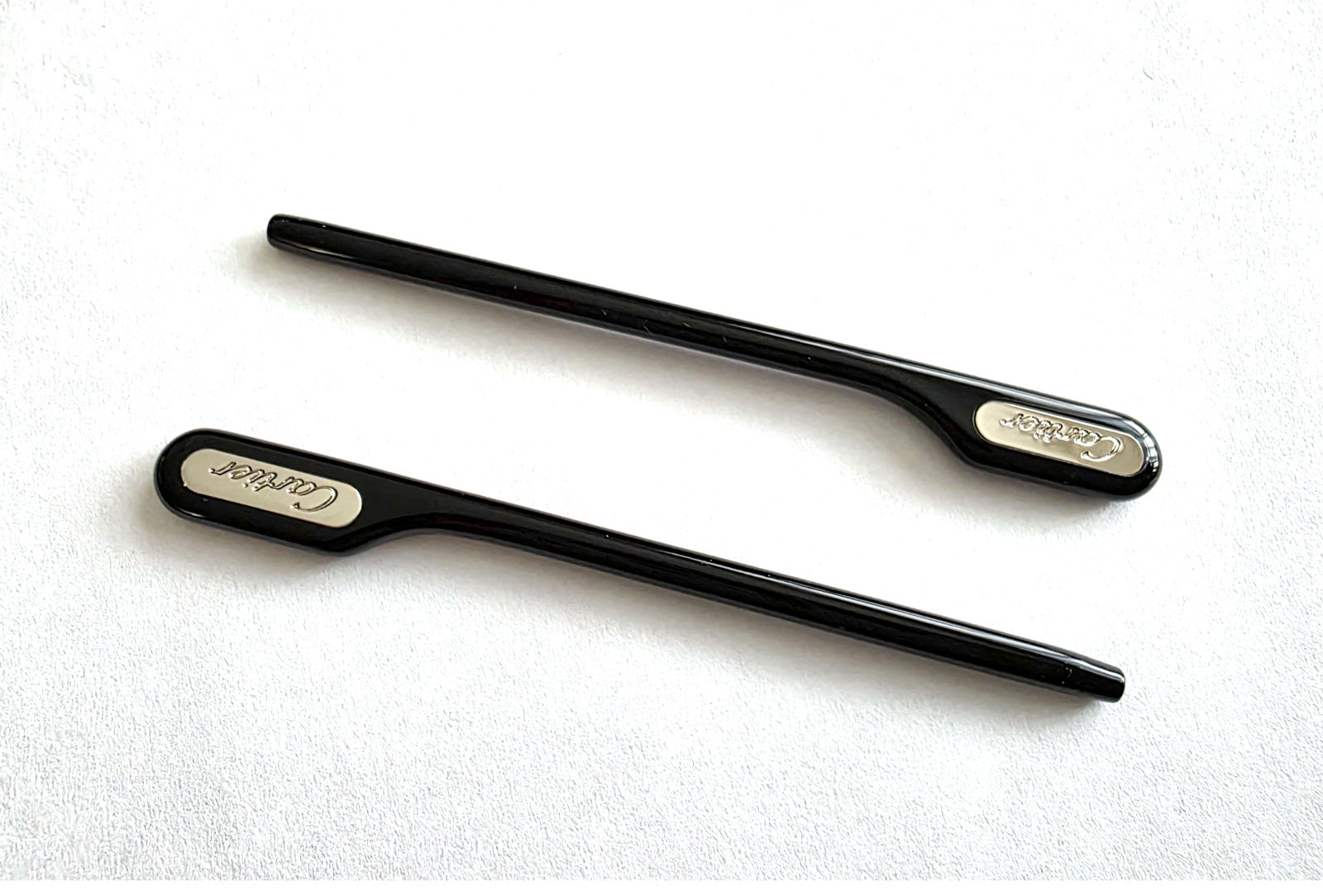 Authentic Cartier Silver/Black Temple Tips Replacement for Cartier Glasses Pair