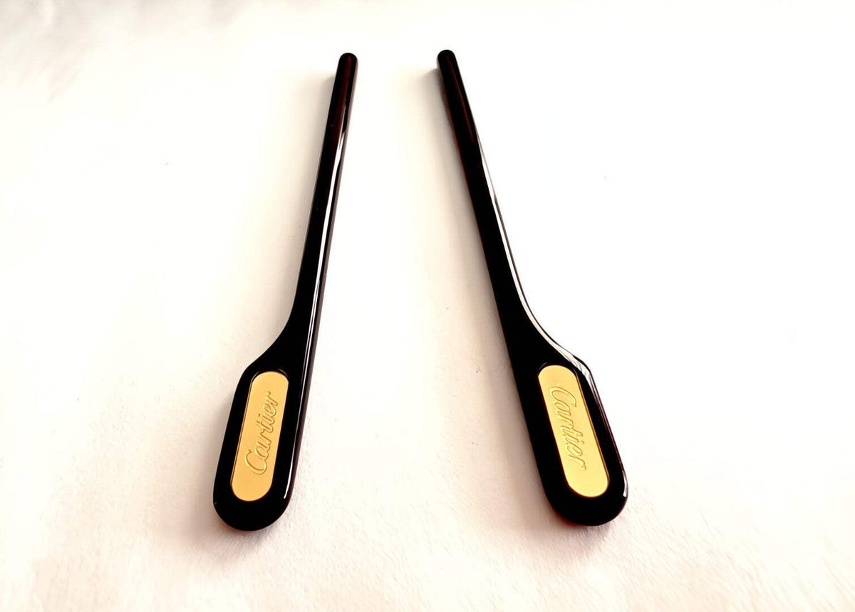 NEW! Authentic Cartier Burgundy/Gold Temple Ends $69 Pair - 70mm