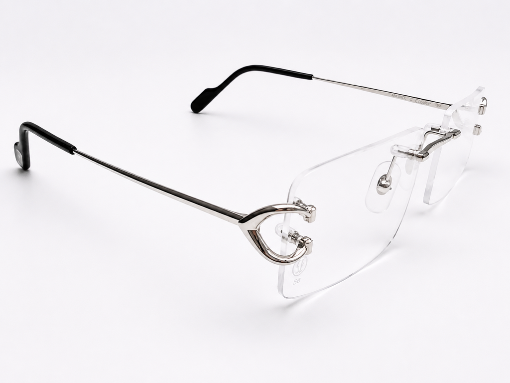 NEW Authentic Cartier CT0344O Silver Geometric Eyeglasses