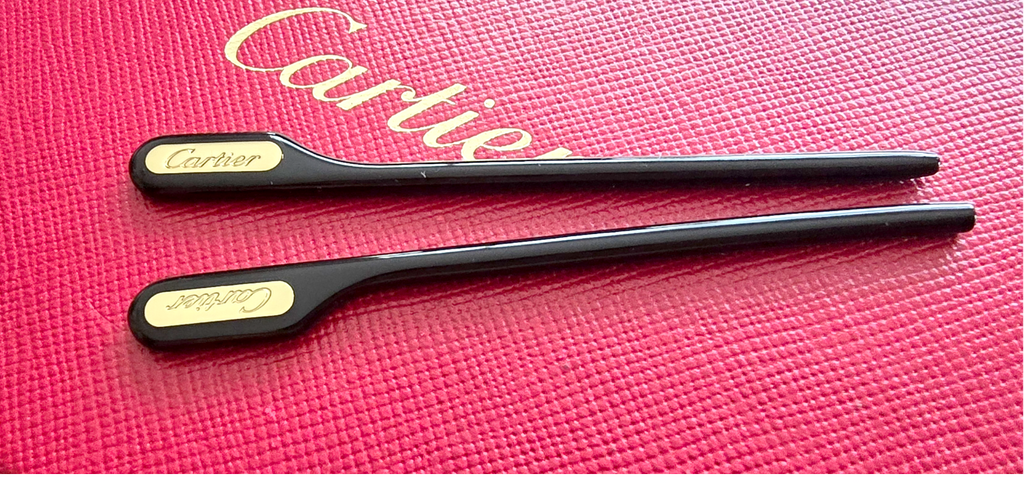 Authentic Cartier Gold/Black Temple Tips Replacement (1 Pair / 2 Pieces)