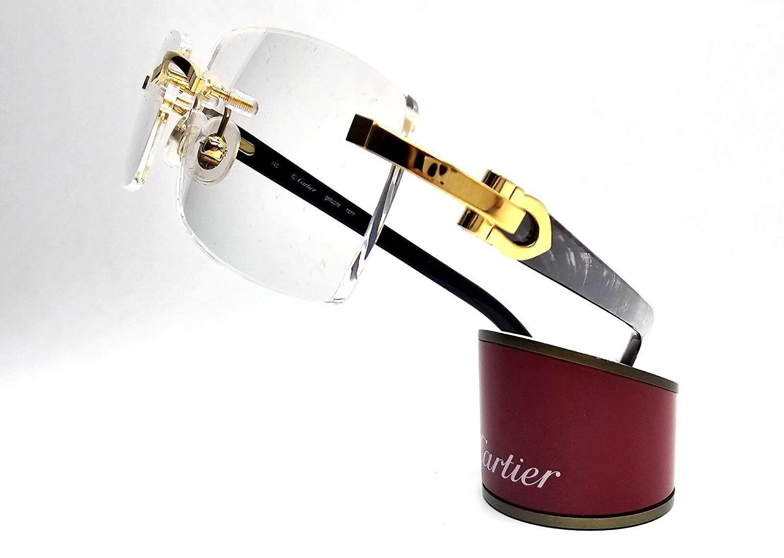 Authentic Cartier Black Buffalo Horn Glasses CT00490 Gold Unisex Luxury Eyewear