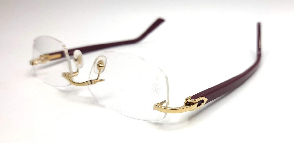 NEW! Cartier Glasses Canazei Burgundy /Gold CT0048O