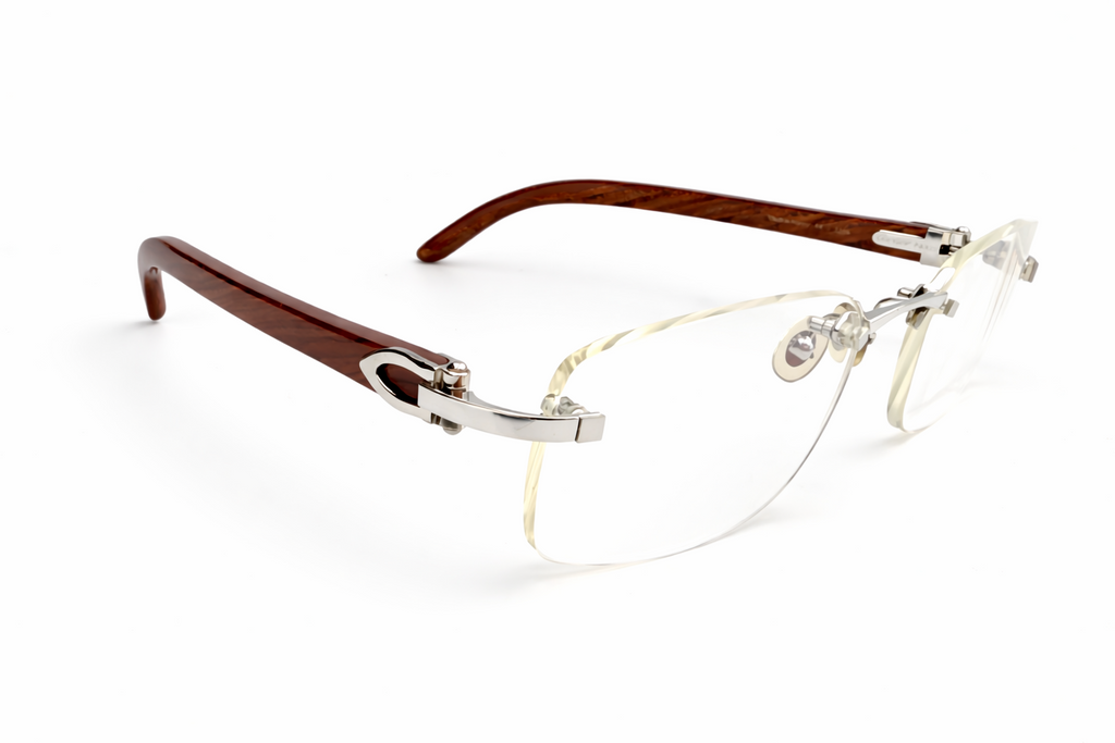 Luxury Vintage Cartier Bubinga Wood Eyewear – Authentic – Made in France