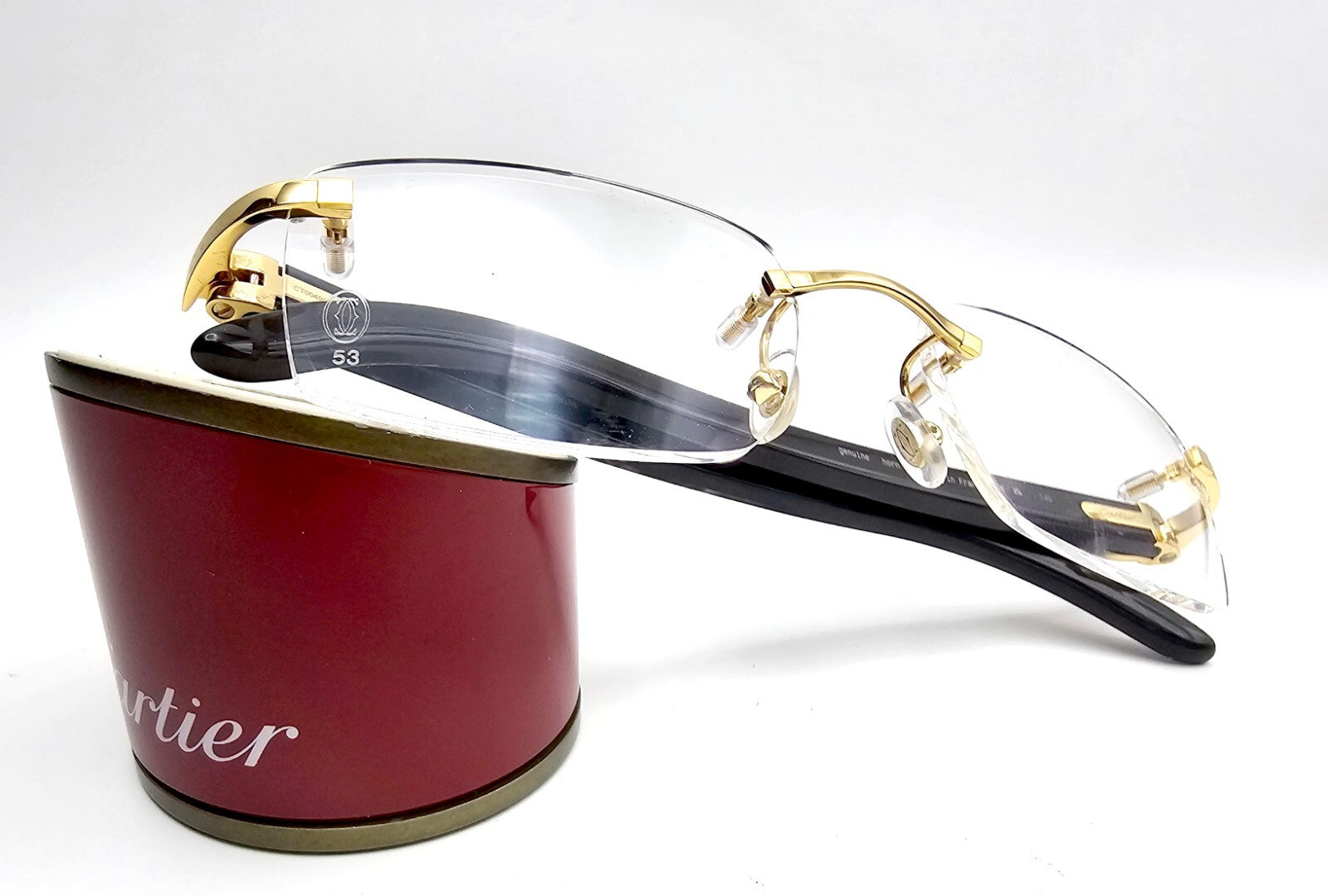 Authentic Cartier Black Buffalo Horn Glasses CT00490 Gold Unisex Luxury Eyewear