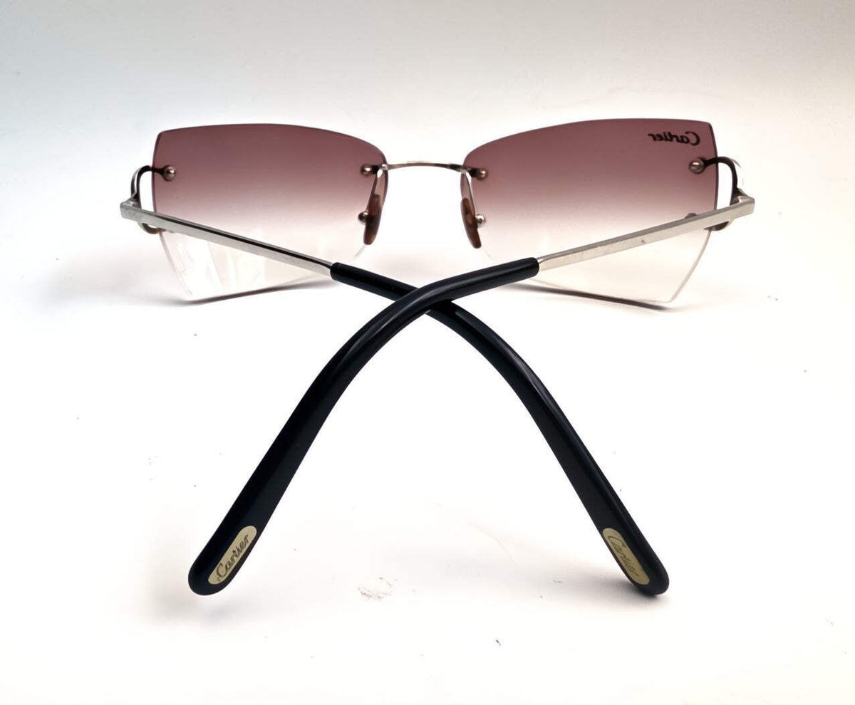 Cartier Piccadilly CT00920 Silver Rimless Sunglasses 55-19-140 France C Decor