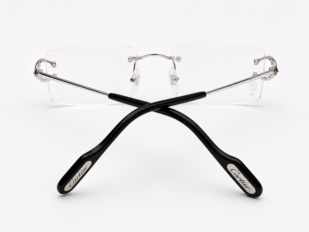 NEW Authentic Cartier CT0344O Silver Geometric Eyeglasses