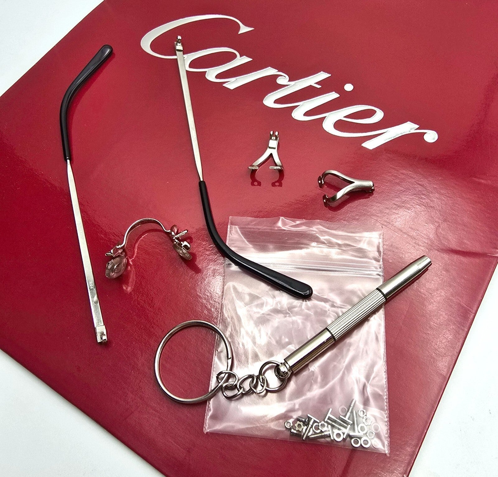 Authentic Cartier Small C Décor Glasses Replacement Spare Parts – Silver