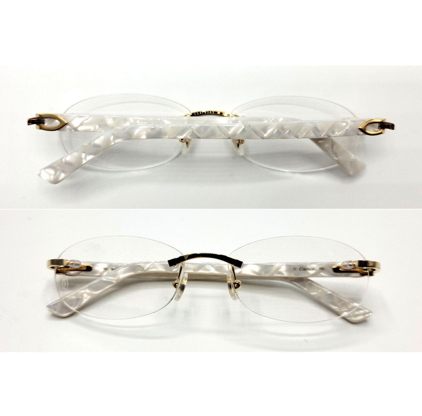 NEW! Cartier Pearl White Syracuse CT0056O Glasses