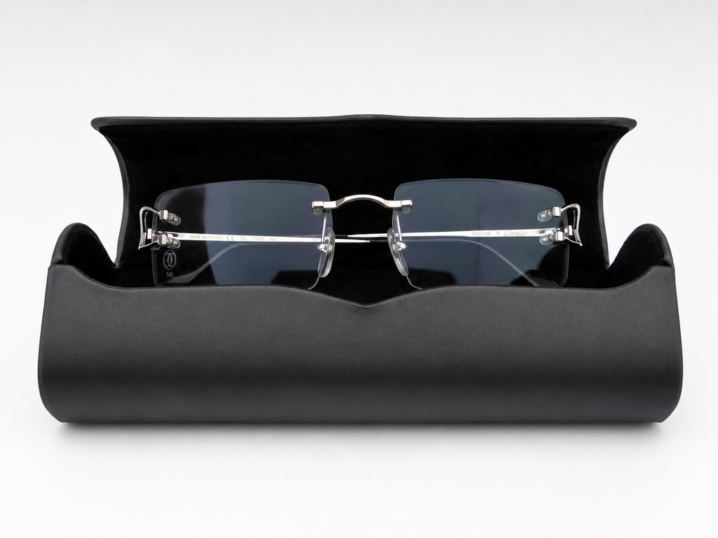 NEW Authentic Cartier CT0344O Silver Geometric Eyeglasses