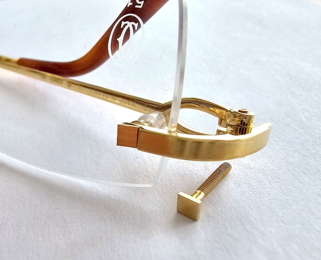 New Authentic Cartier Square Screws Caps Gold Silver Replacement + Free Washers