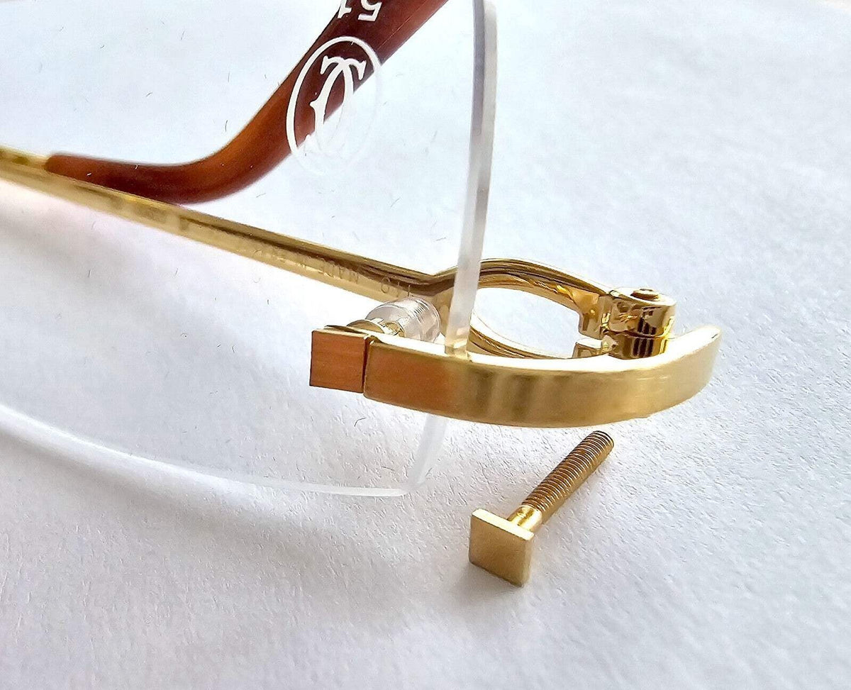 New Authentic Cartier Square Screws Caps Gold Silver Replacement + Free Washers