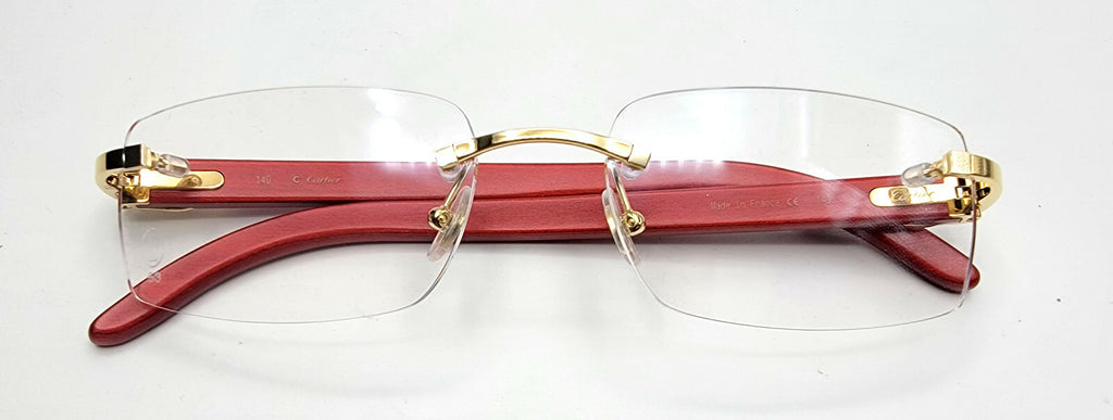 NEW! Cartier Red Wood Gold Glasses CT00520
