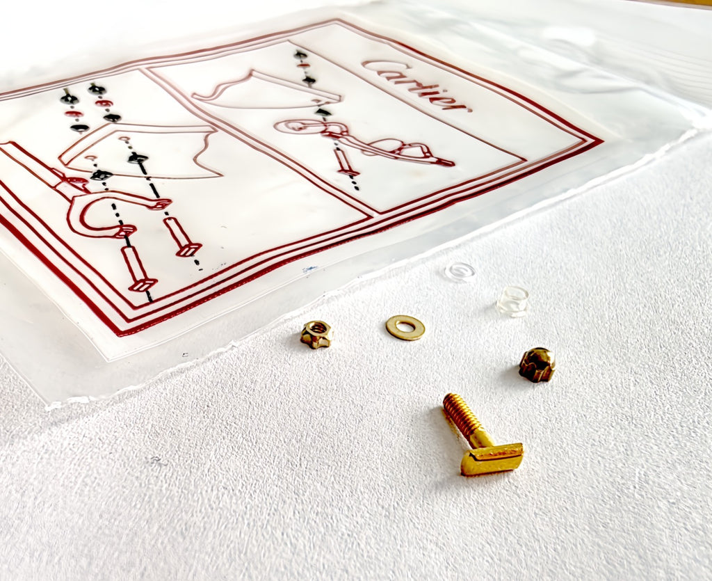 NEW! Curved Rectangle Cartier Screw  1xSet/$39 - Silver/Gold + Free Screwdriver