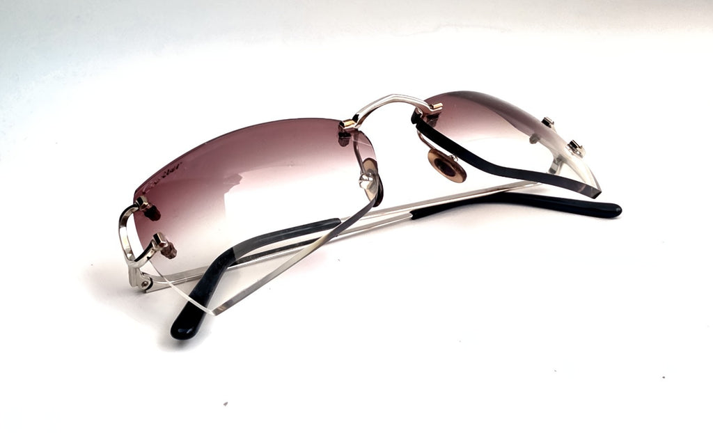 Cartier Piccadilly CT00920 Silver Rimless Sunglasses 55-19-140 France C Decor