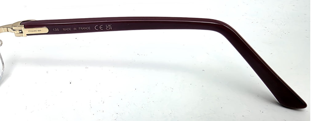 NEW! Cartier Glasses Canazei Burgundy /Gold CT0048O