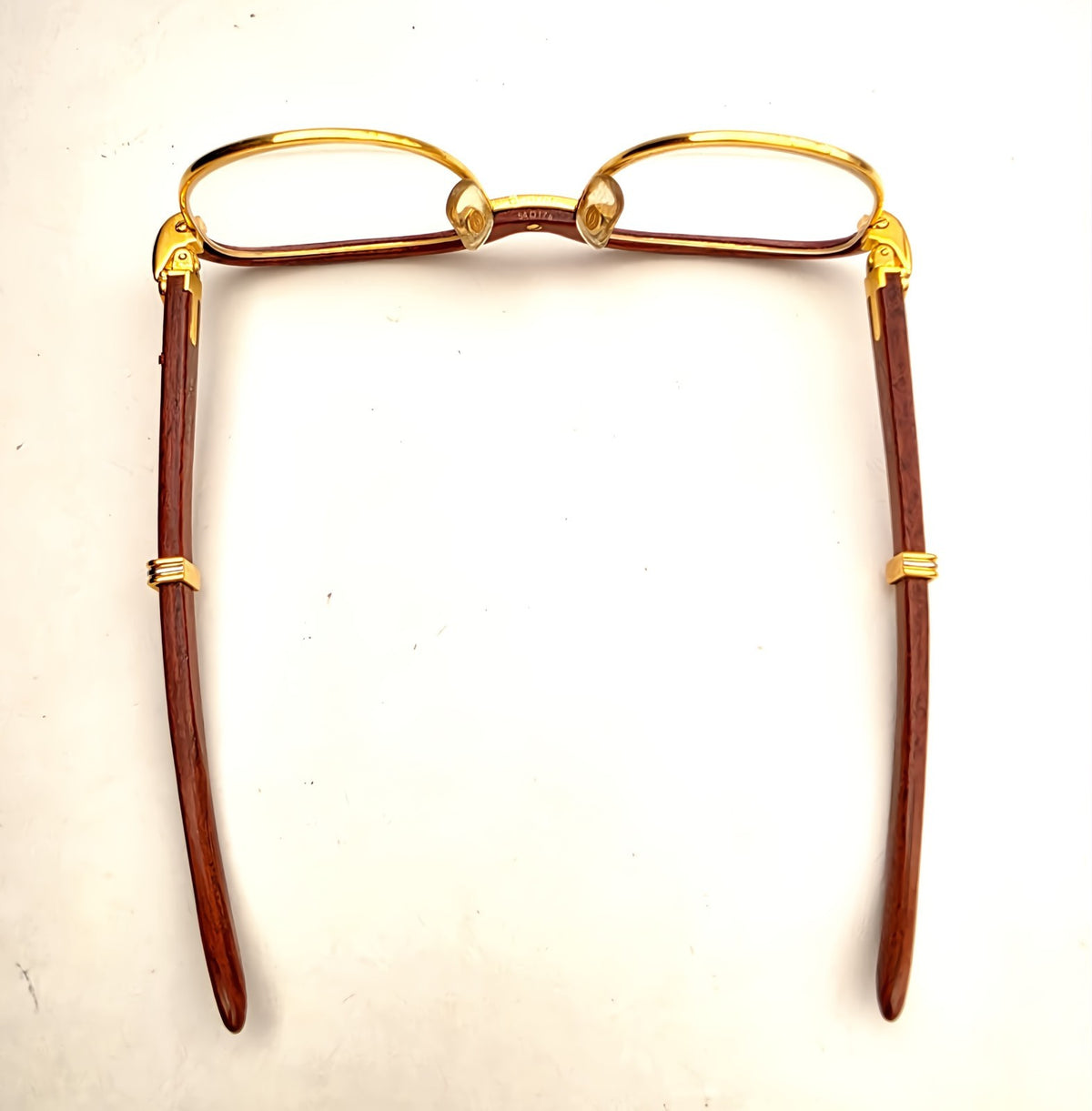 Vintage Cartier Gold Frame Malmaison Wood Glasses