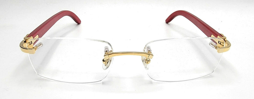 NEW! Cartier Red Wood Gold Glasses CT00520