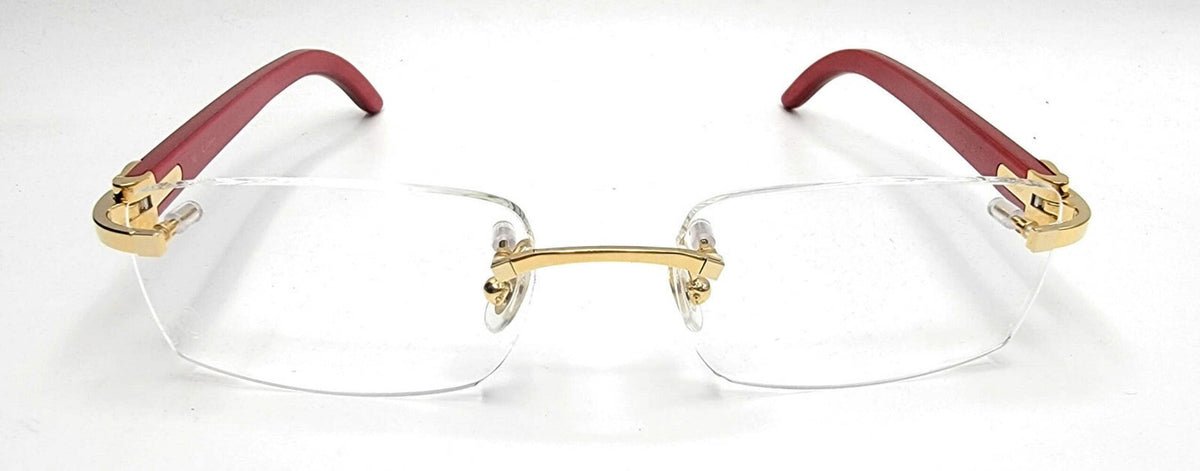 NEW! Cartier Red Wood Gold Glasses CT00520