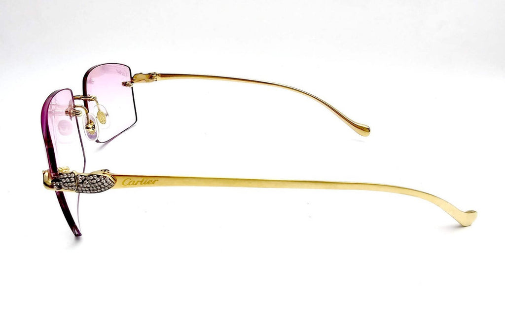 Cartier Rimless Custom Diamond Gold Sunglasses