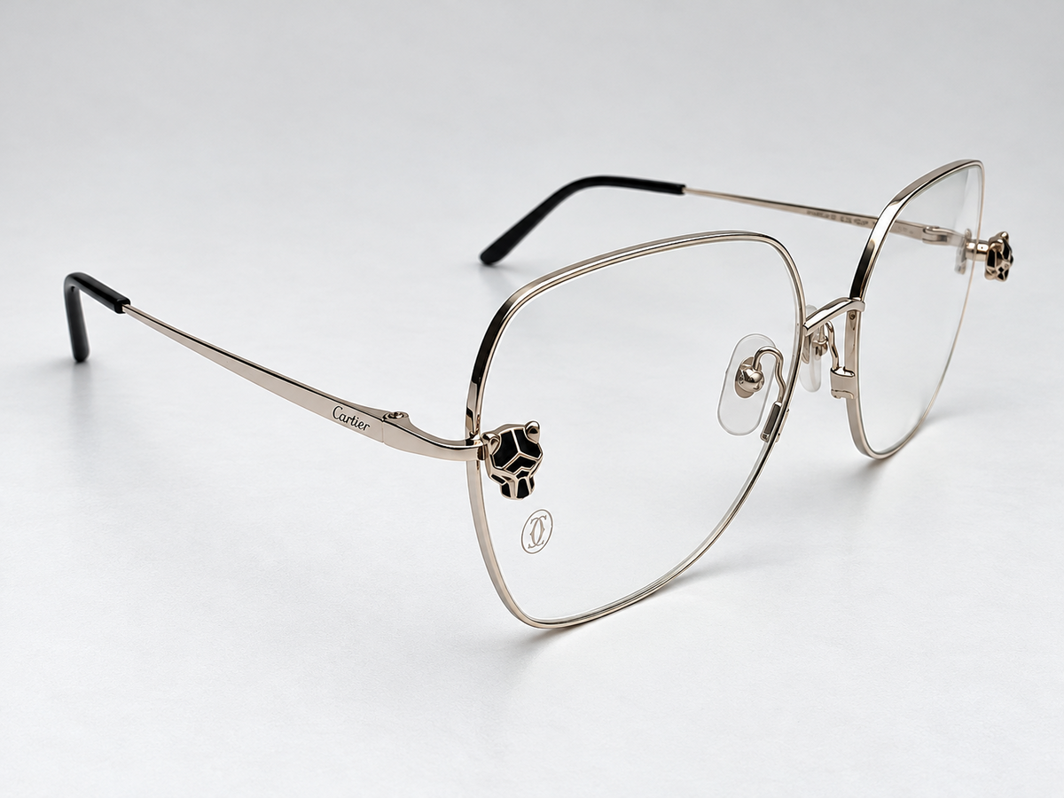 Authentic Panther Gold-Plated Metal Butterfly Eyeglass - Gold/Silver - CT0417O