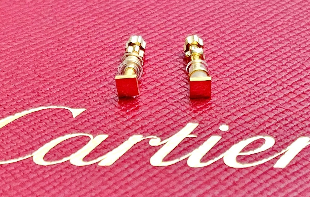 Authentic Cartier Square Screw Caps Gold w/ Washers for Eyeglasses Small