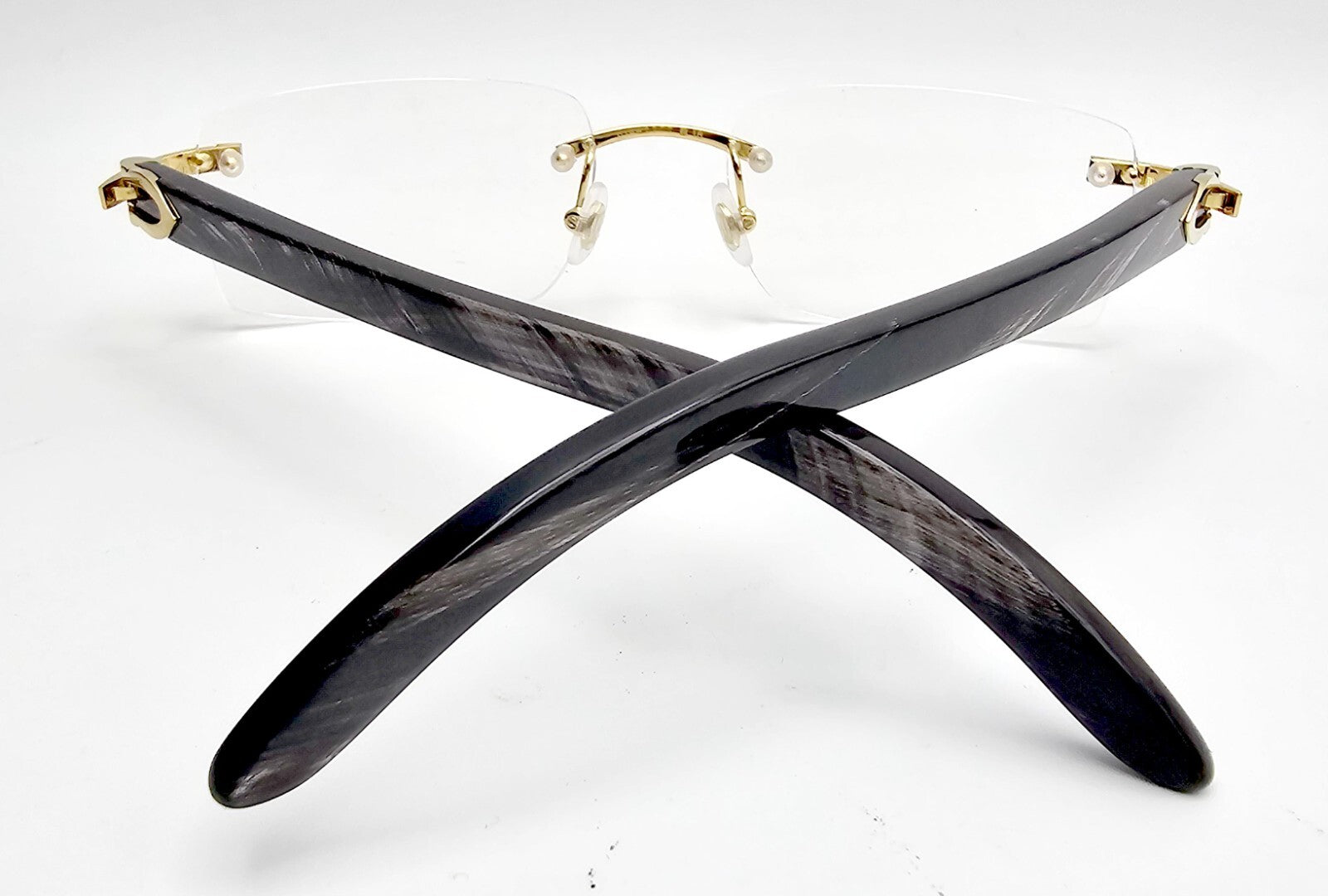 Authentic Cartier Black Buffalo Horn Glasses CT00490 Gold Unisex Luxury Eyewear