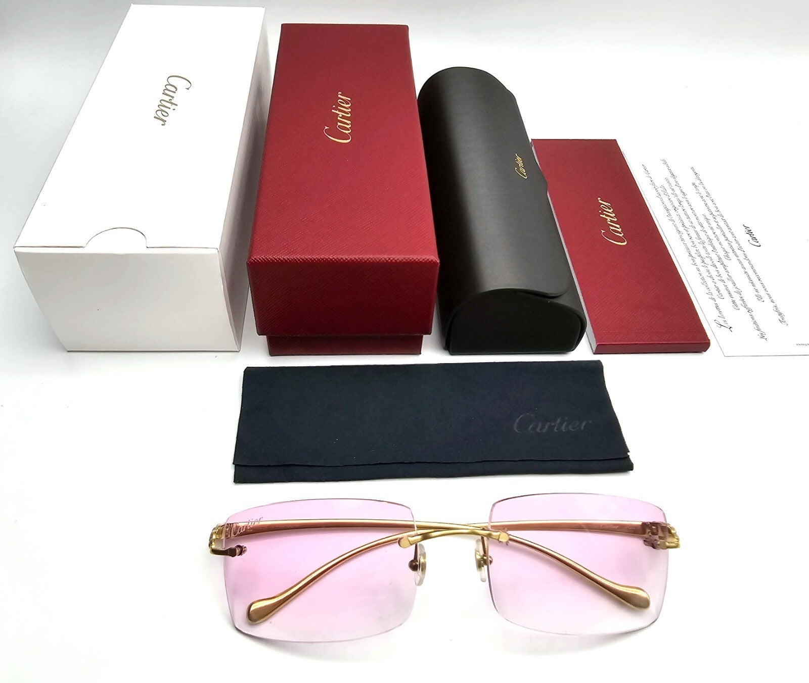 Cartier Rimless Custom Diamond Gold Sunglasses
