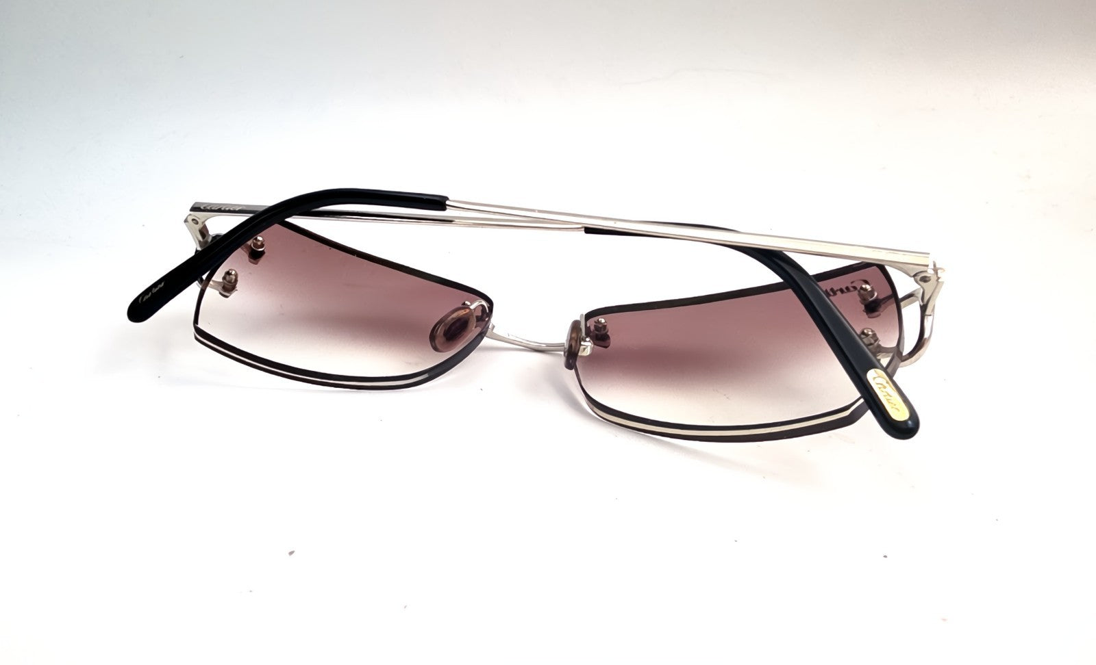 Cartier Piccadilly CT00920 Silver Rimless Sunglasses 55-19-140 France C Decor