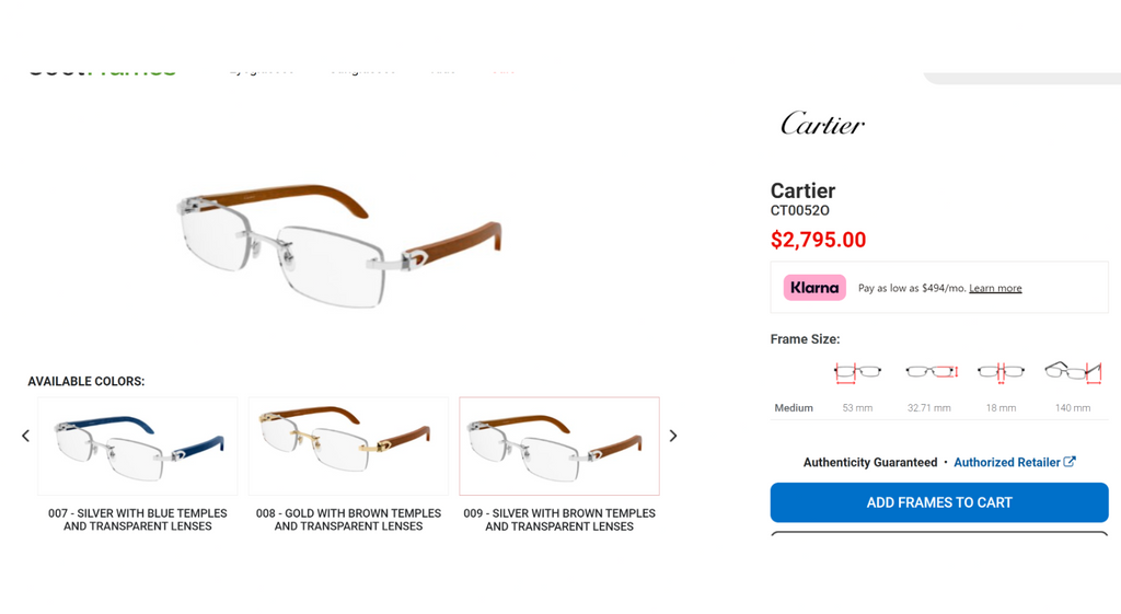 NEW! Authentic Cartier Brown Wood Silver Glasses