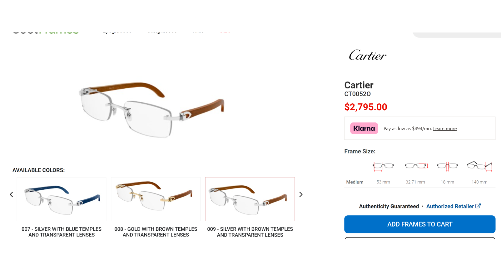 NEW! Authentic Cartier Brown Wood Silver Glasses