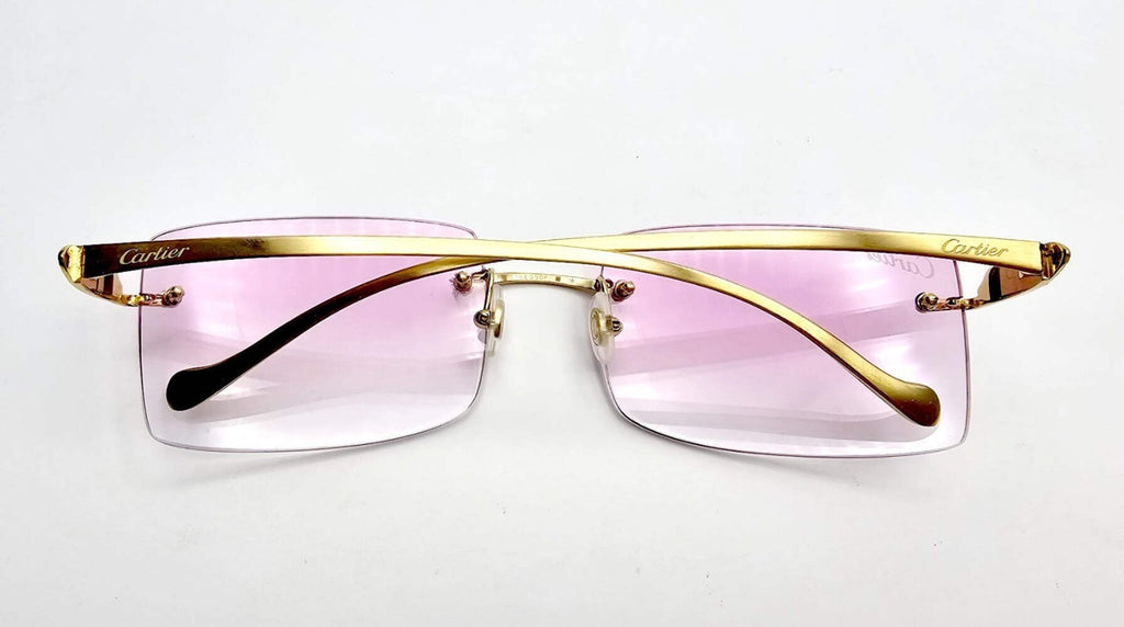 Cartier Rimless Custom Diamond Gold Sunglasses