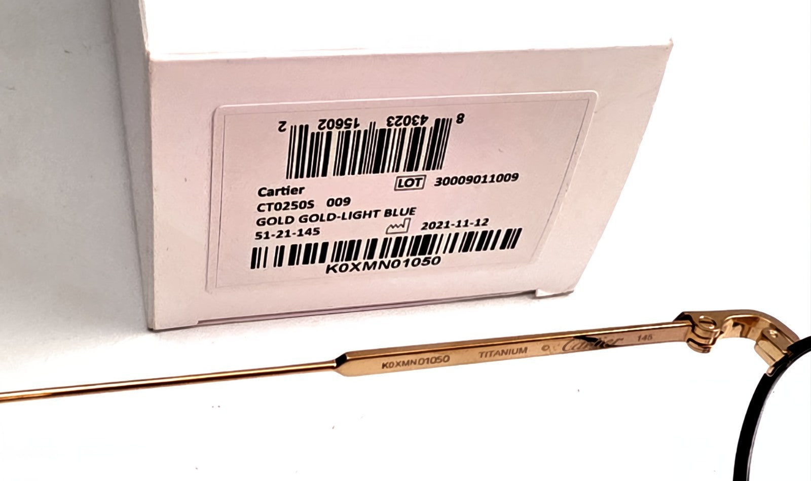 Authentic Luxury Cartier Gold Eyewear CT02500