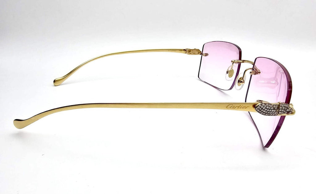 Cartier Rimless Custom Diamond Gold Sunglasses