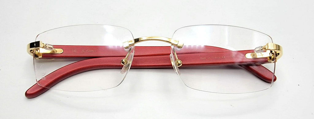 NEW! Cartier Red Wood Gold Glasses CT00520