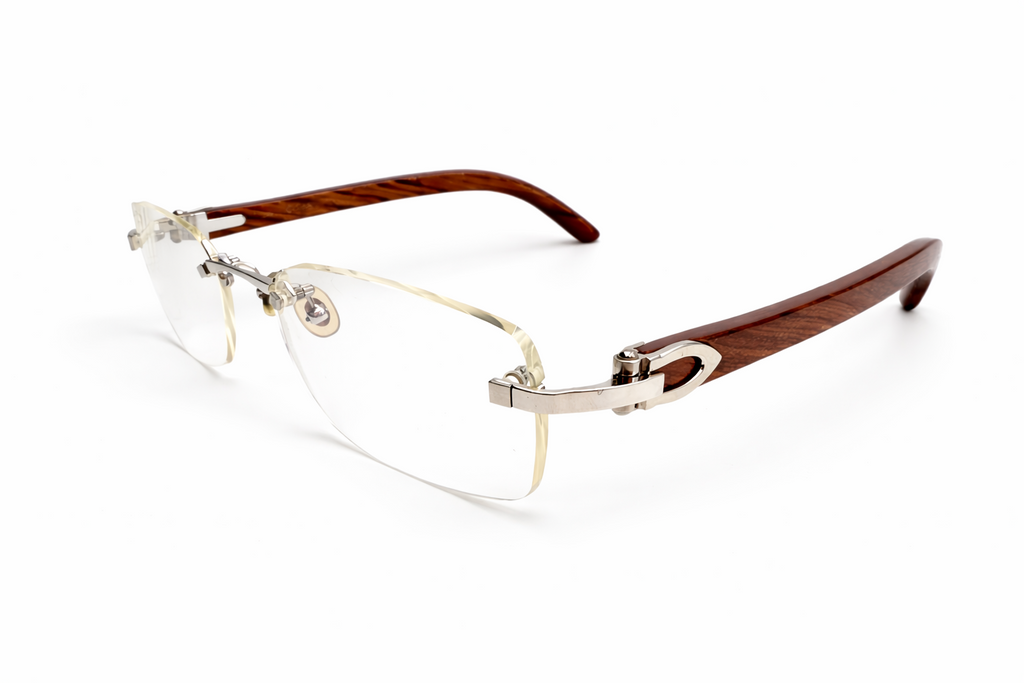 Luxury Vintage Cartier Bubinga Wood Eyewear – Authentic – Made in France