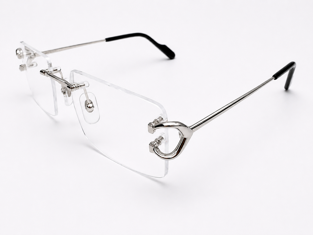 NEW Authentic Cartier CT0344O Silver Geometric Eyeglasses