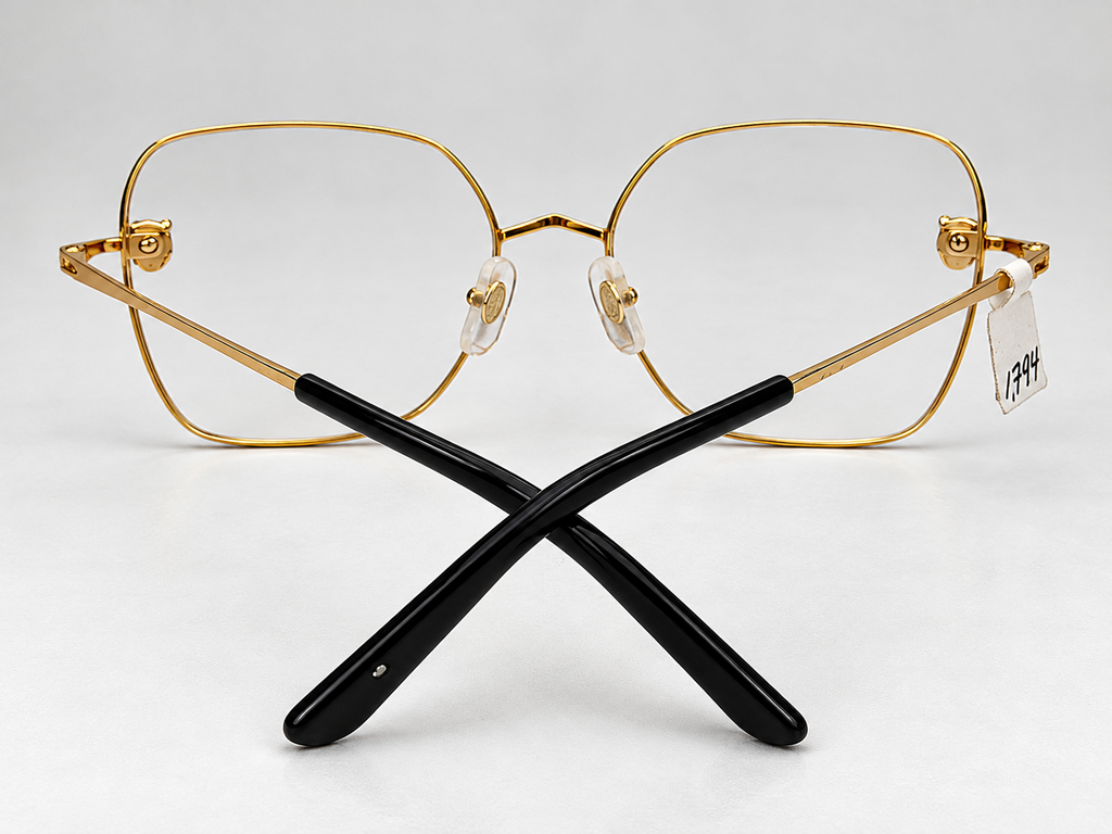 Authentic Panther Gold-Plated Metal Butterfly Eyeglass - Gold/Silver - CT0417O