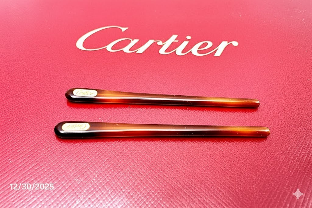 NEW! Authentic Cartier Eyeglasses Parts Tortoise Temple Ends