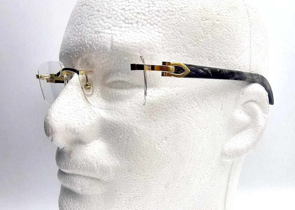 Authentic Cartier Black Buffalo Horn Glasses CT00490 Gold Unisex Luxury Eyewear