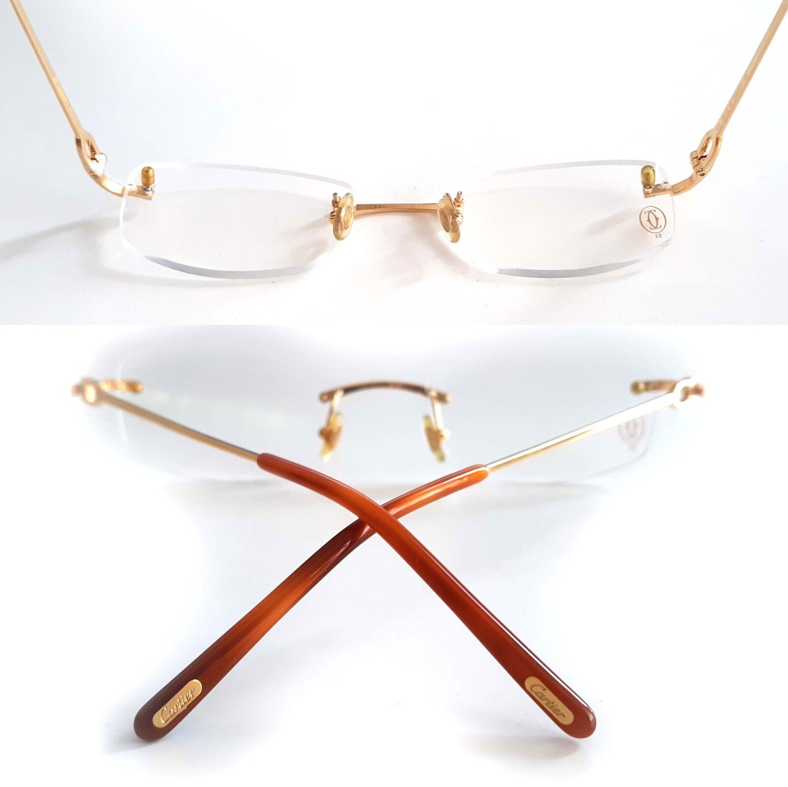 NEW Cartier CT0045O Bolon Gold Rimless Eyeglasses Frame Authentic Luxury