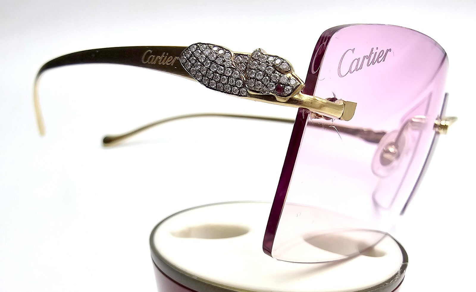 Cartier Rimless Custom Diamond Gold Sunglasses
