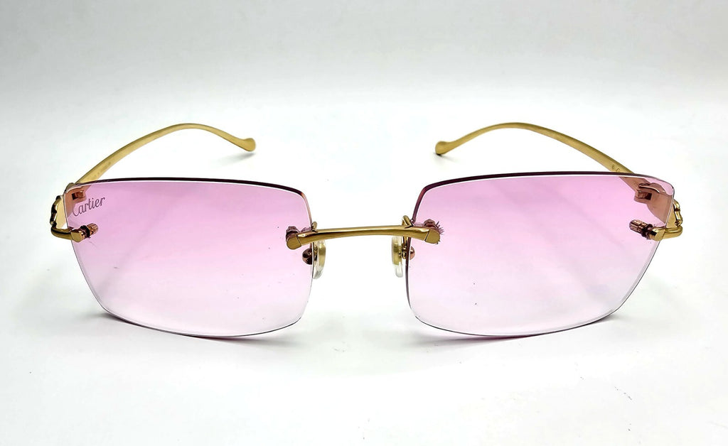 Cartier Rimless Custom Diamond Gold Sunglasses