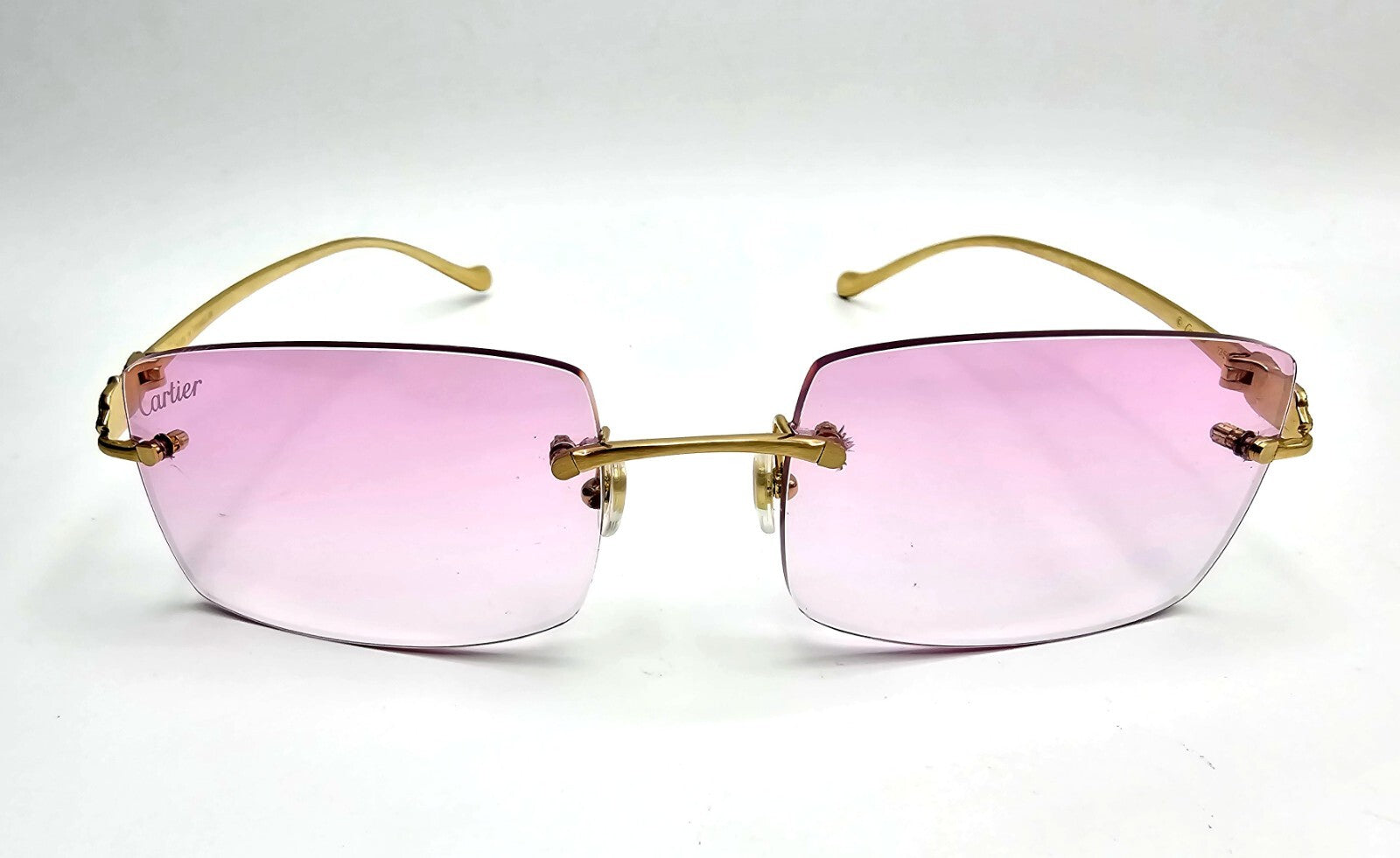 Cartier Rimless Custom Diamond Gold Sunglasses