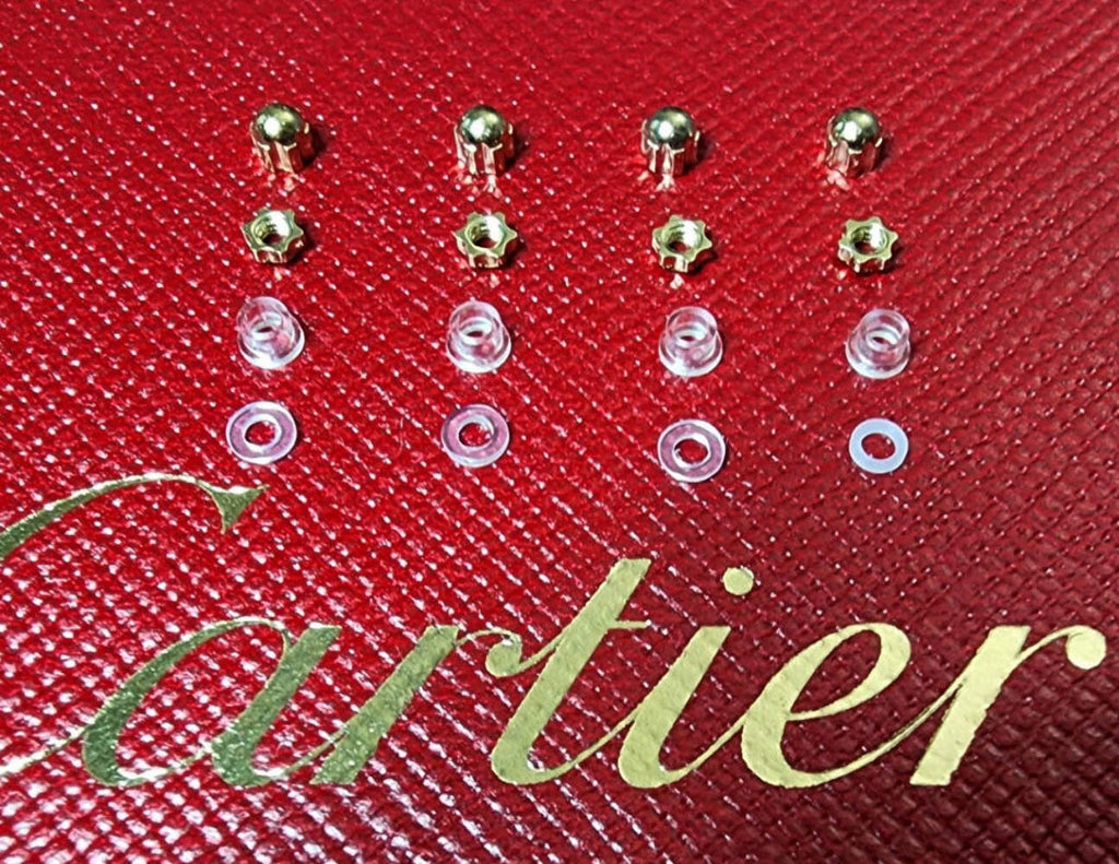 NEW! Auth Cartier Nuts/Caps/Bushing - Gold/Silver + Free Washers